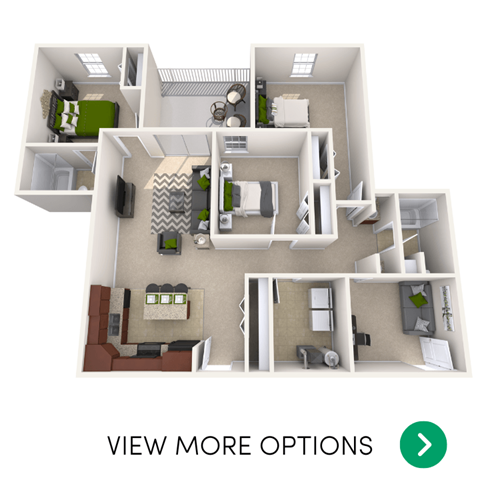 3 bedroom apartment floor plans in East Lansing, MI near Michigan State University | River Walk